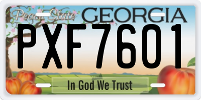 GA license plate PXF7601