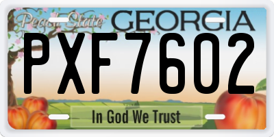 GA license plate PXF7602
