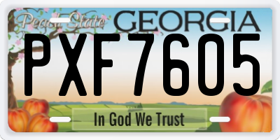 GA license plate PXF7605