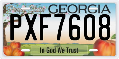 GA license plate PXF7608