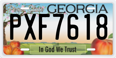 GA license plate PXF7618