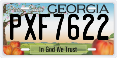 GA license plate PXF7622