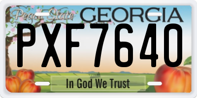 GA license plate PXF7640