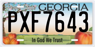 GA license plate PXF7643