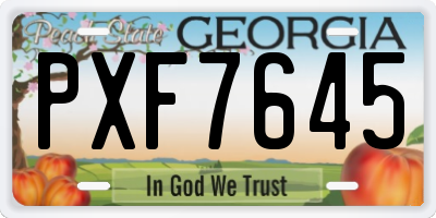 GA license plate PXF7645