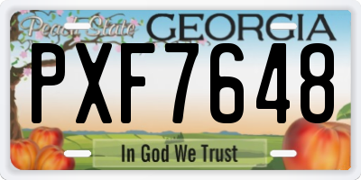 GA license plate PXF7648