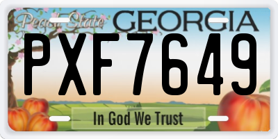 GA license plate PXF7649