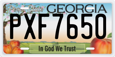 GA license plate PXF7650