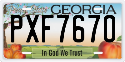 GA license plate PXF7670