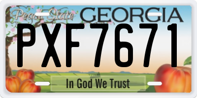 GA license plate PXF7671