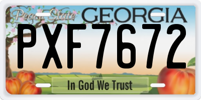 GA license plate PXF7672