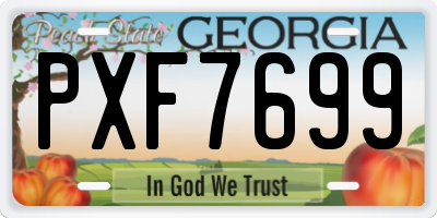GA license plate PXF7699