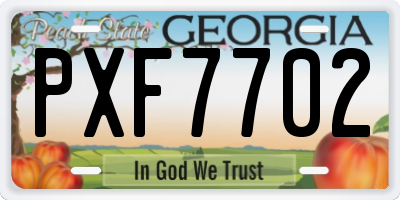 GA license plate PXF7702