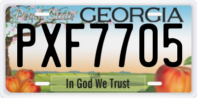GA license plate PXF7705