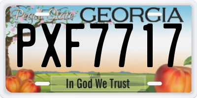 GA license plate PXF7717