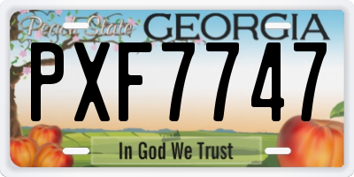 GA license plate PXF7747