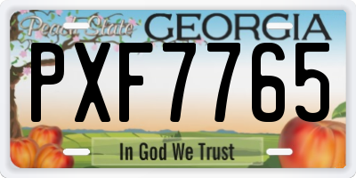 GA license plate PXF7765