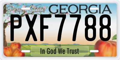GA license plate PXF7788