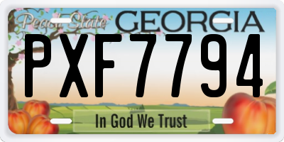 GA license plate PXF7794