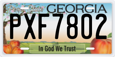 GA license plate PXF7802