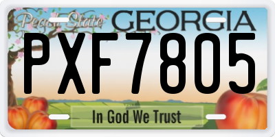 GA license plate PXF7805