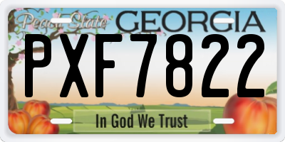 GA license plate PXF7822