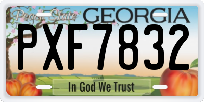GA license plate PXF7832