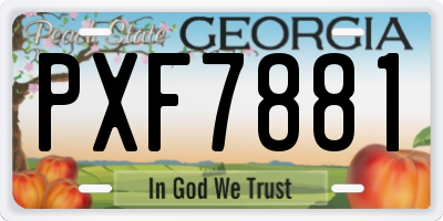 GA license plate PXF7881