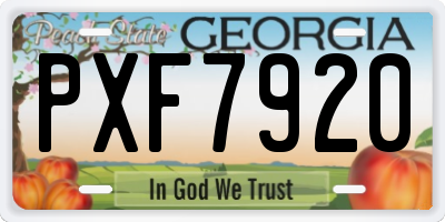 GA license plate PXF7920