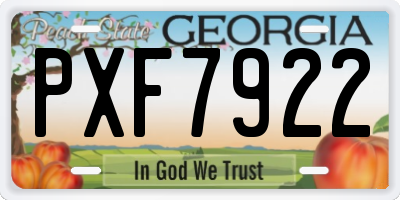 GA license plate PXF7922