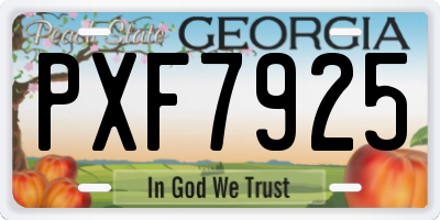 GA license plate PXF7925