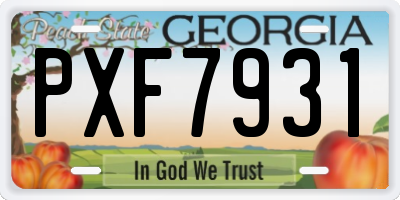 GA license plate PXF7931
