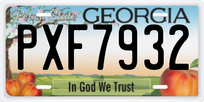 GA license plate PXF7932