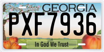 GA license plate PXF7936