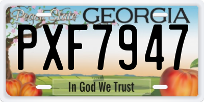 GA license plate PXF7947