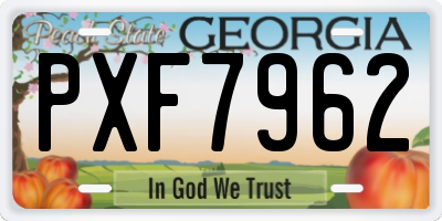 GA license plate PXF7962