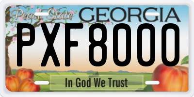 GA license plate PXF8000