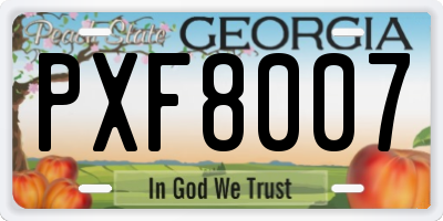 GA license plate PXF8007