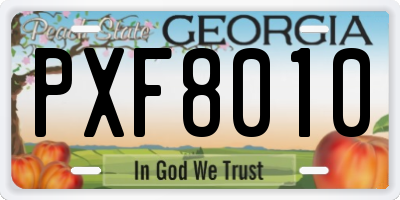 GA license plate PXF8010