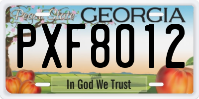 GA license plate PXF8012