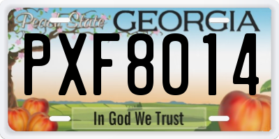 GA license plate PXF8014