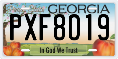 GA license plate PXF8019