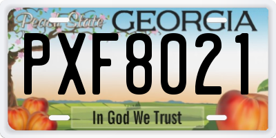 GA license plate PXF8021