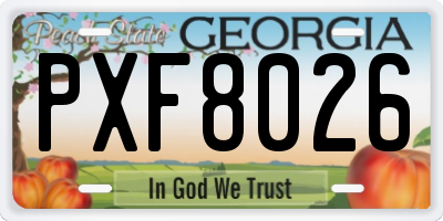 GA license plate PXF8026