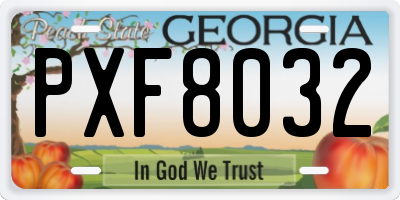GA license plate PXF8032