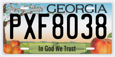 GA license plate PXF8038