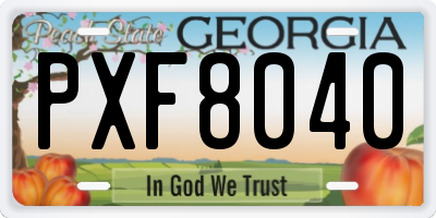GA license plate PXF8040