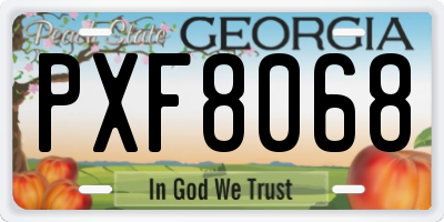 GA license plate PXF8068