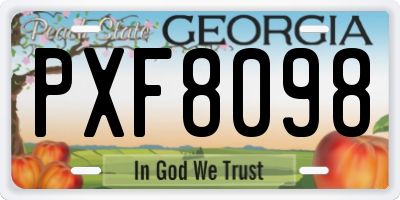 GA license plate PXF8098
