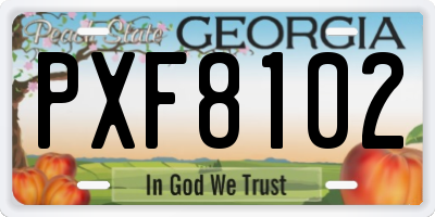 GA license plate PXF8102